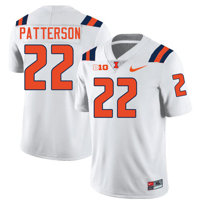 Men #22 Kaleb Patterson Illinois Fighting Illini College Football Jerseys Stitched-White